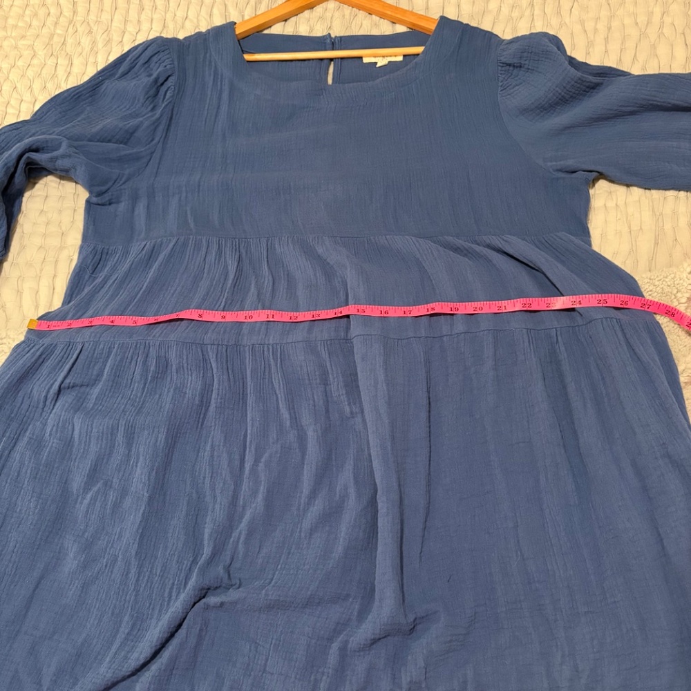 Umgee Blue Raw Ruffle Hem Dress, 1XL - Picture 9 of 11